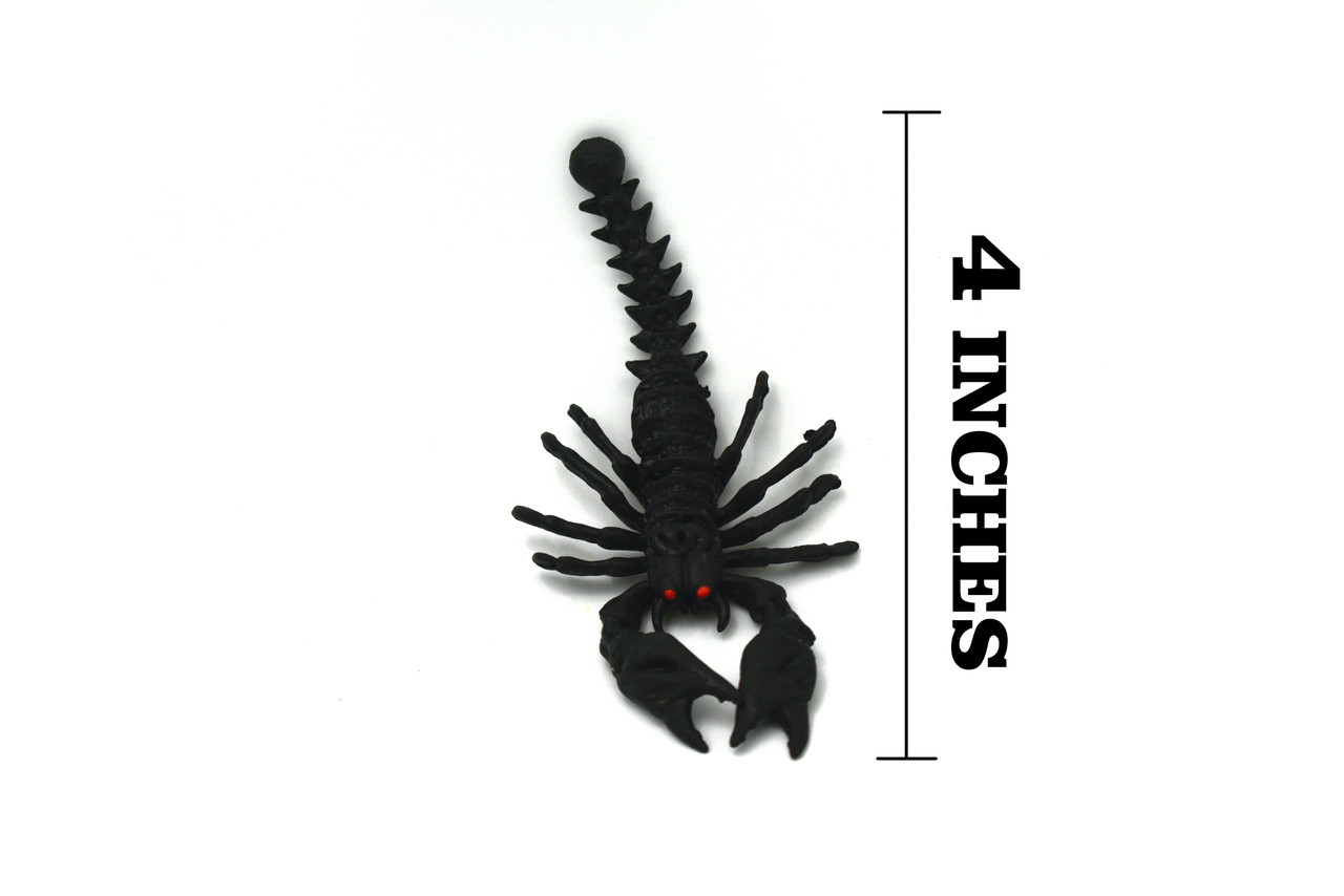 Scorpion, Black, Rubber Arachnids, Realistic Figure, Model, Replica, Kids Educational, Gift,      5"     CWG39 B217