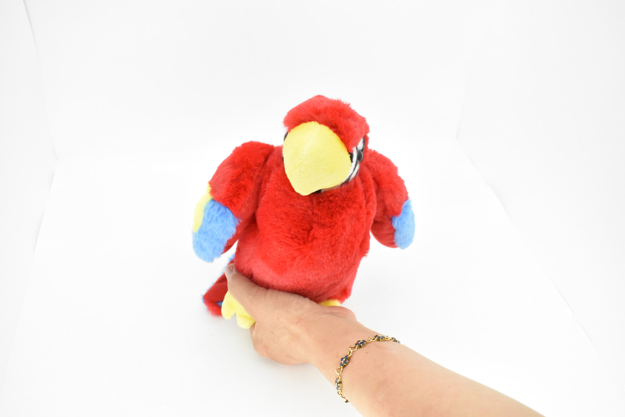 Parrot, Red, Realistic Stuffed Bird Soft Toy Educational Kids Gift Very Nice Plush Animal    9"     G008 B433