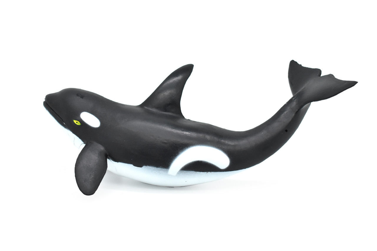 Orca, Killer Whale, Marine Mammal, Soft Rubber,  Animal, Realistic, Figure, Model, Replica, Toy, Kids, Educational,     9 Inches.