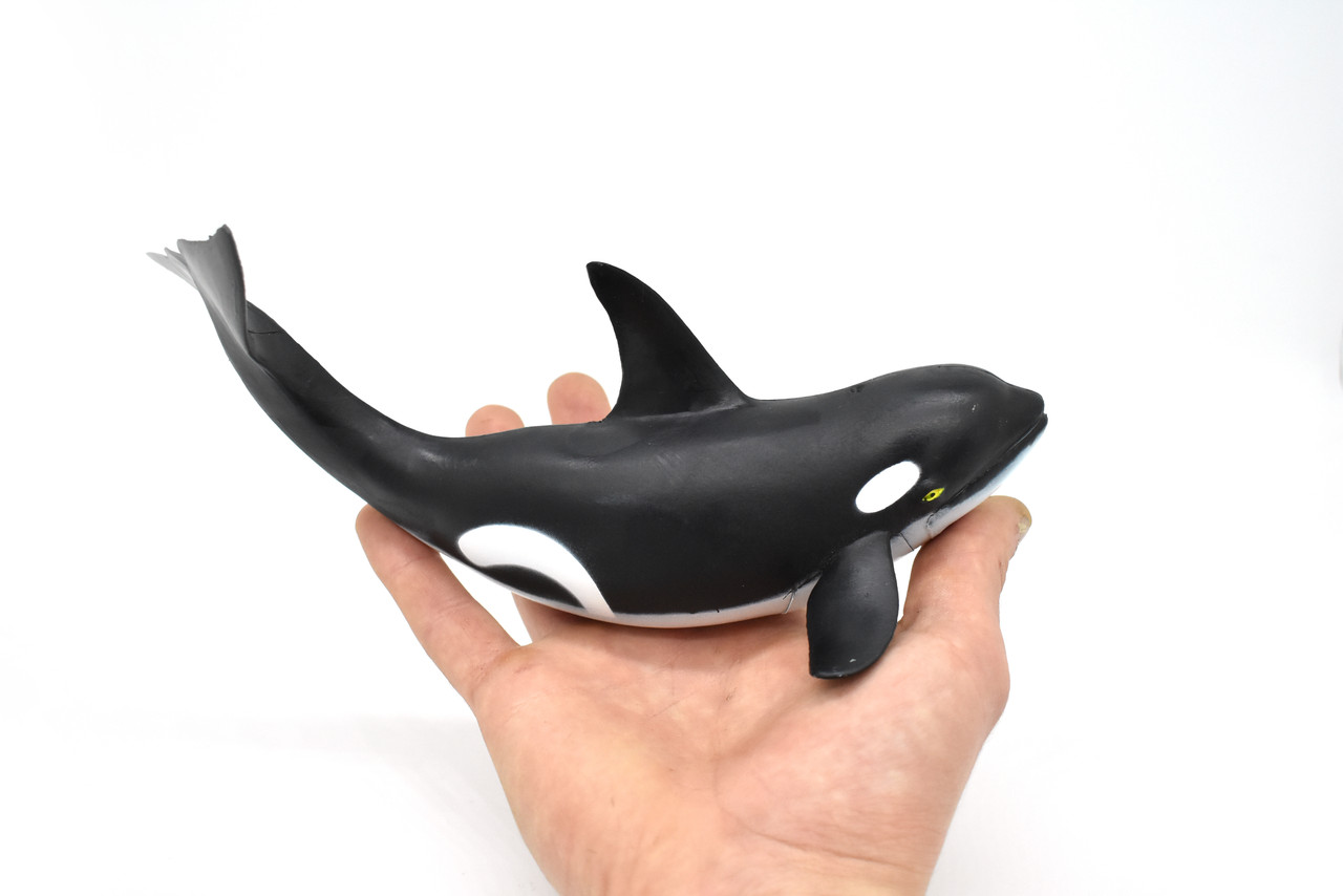 Orca, Killer Whale, Marine Mammal, Soft Rubber,  Animal, Realistic, Figure, Model, Replica, Toy, Kids, Educational,     9 Inches.