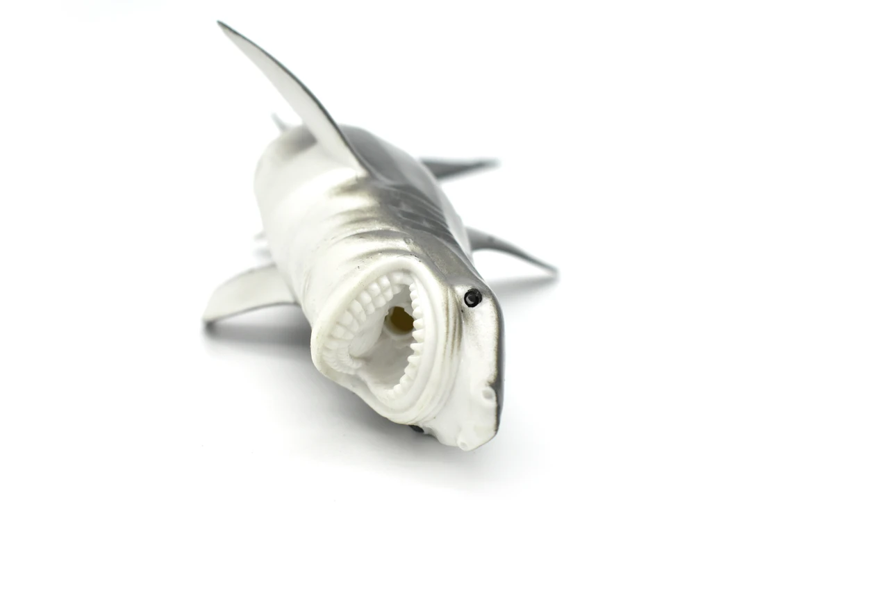 Great White Shark, Hand Painted, Rubber Fish, Realistic Toy Figure, Model, Replica, Kids, Educational,   9 Inches. 