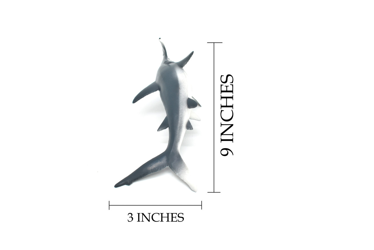 Hammerhead Shark,Very Nice Rubber Fish, Hand Painted, Realistic, Toy Figure, Model, Replica, Kids, Educational,  9 Inches. 