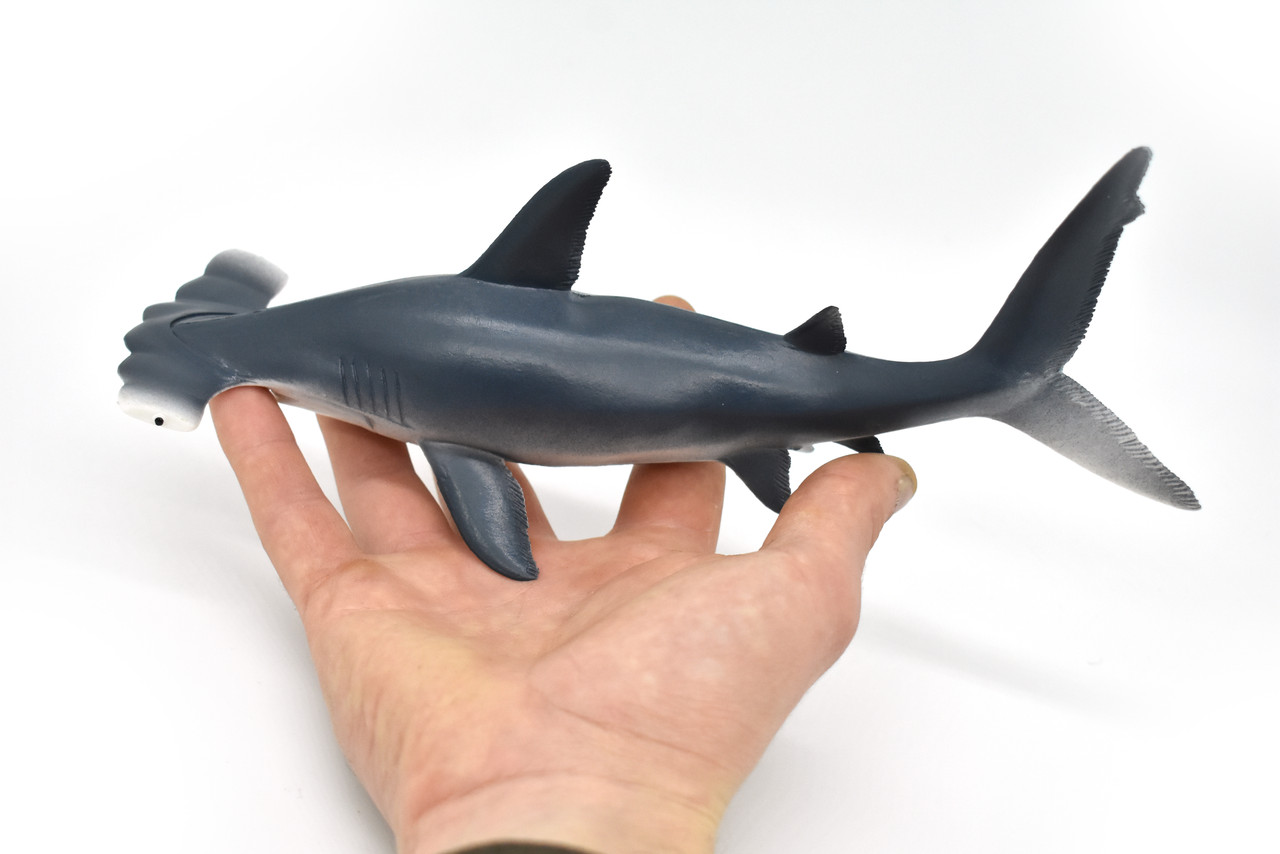 Hammerhead Shark,Very Nice Rubber Fish, Hand Painted, Realistic, Toy Figure, Model, Replica, Kids, Educational,  9 Inches. 