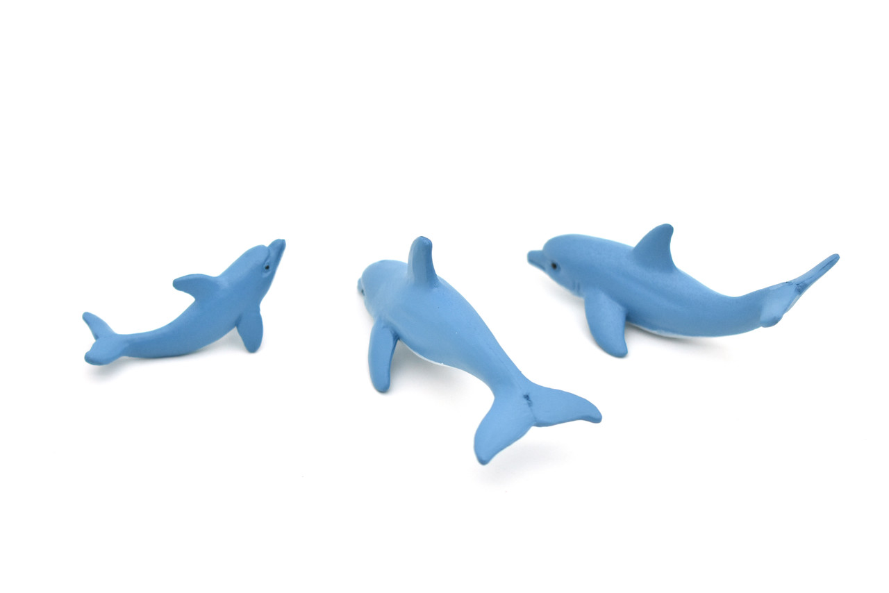 Dolphin Family, Set of 3, Very Nice Rubber Design, Educational, Realistic Figure, Lifelike, Replica,Toy, Kids, Gift,   3"   F3915 B619