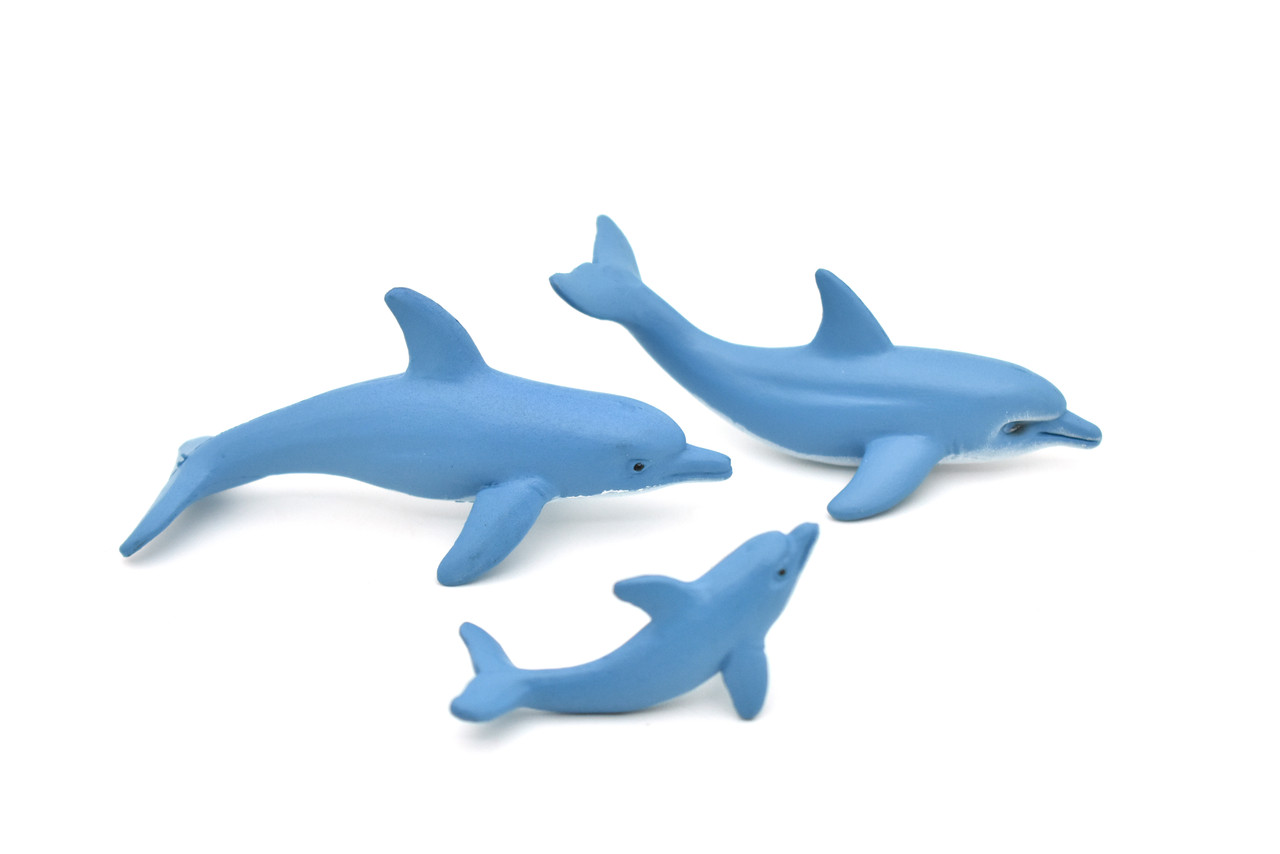 Dolphin Family, Set of 3, Very Nice Rubber Design, Educational, Realistic Figure, Lifelike, Replica,Toy, Kids, Gift,   3"   F3915 B619
