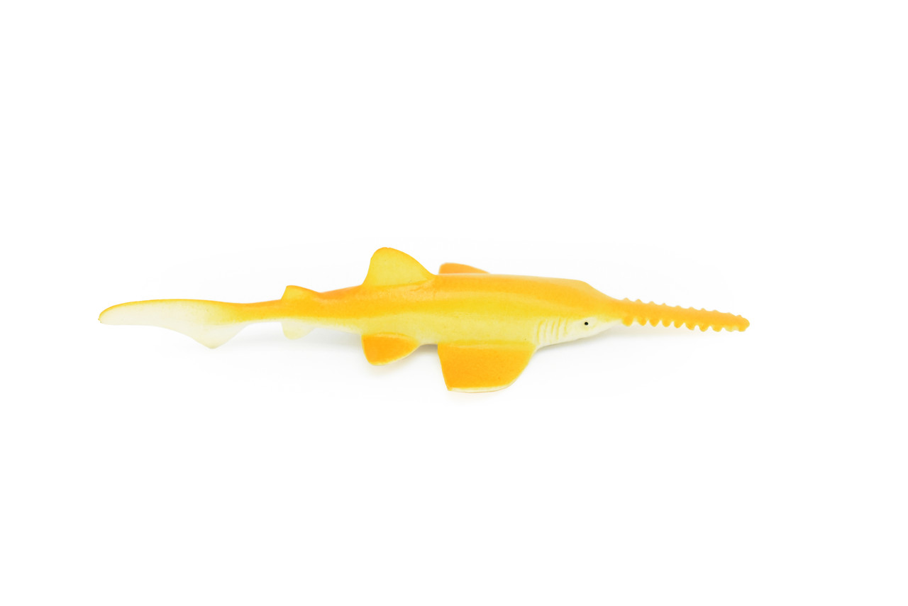 Sawtooth Shark, Sawfish, Pristis pristis, Hand Painted, Realistic, Soft Rubber, Saltwater, Educational,  Figure, Lifelike, Diorama Model, Toy,  4.5 Inches. 