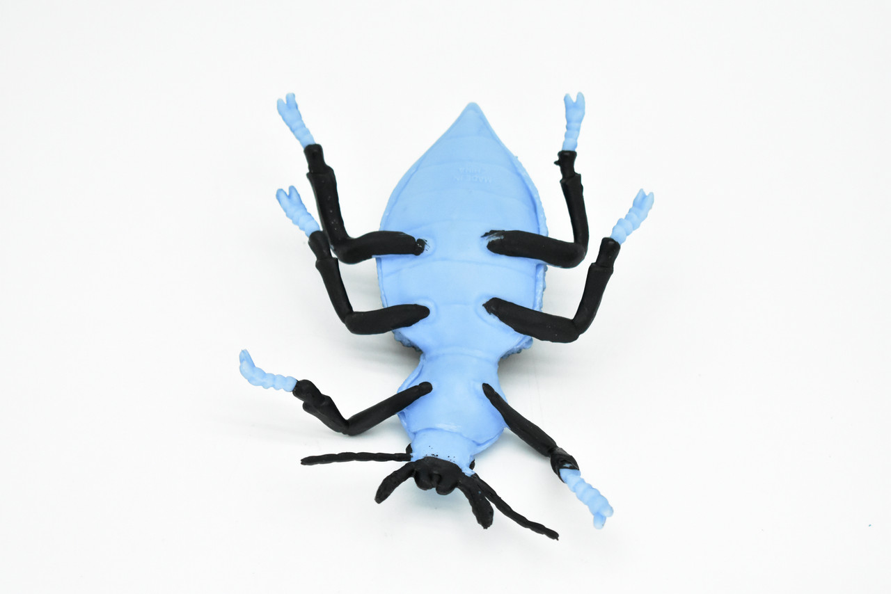 Beetle, Blue and Black, Very Nice Rubber Replica   5" - CWG85 B153