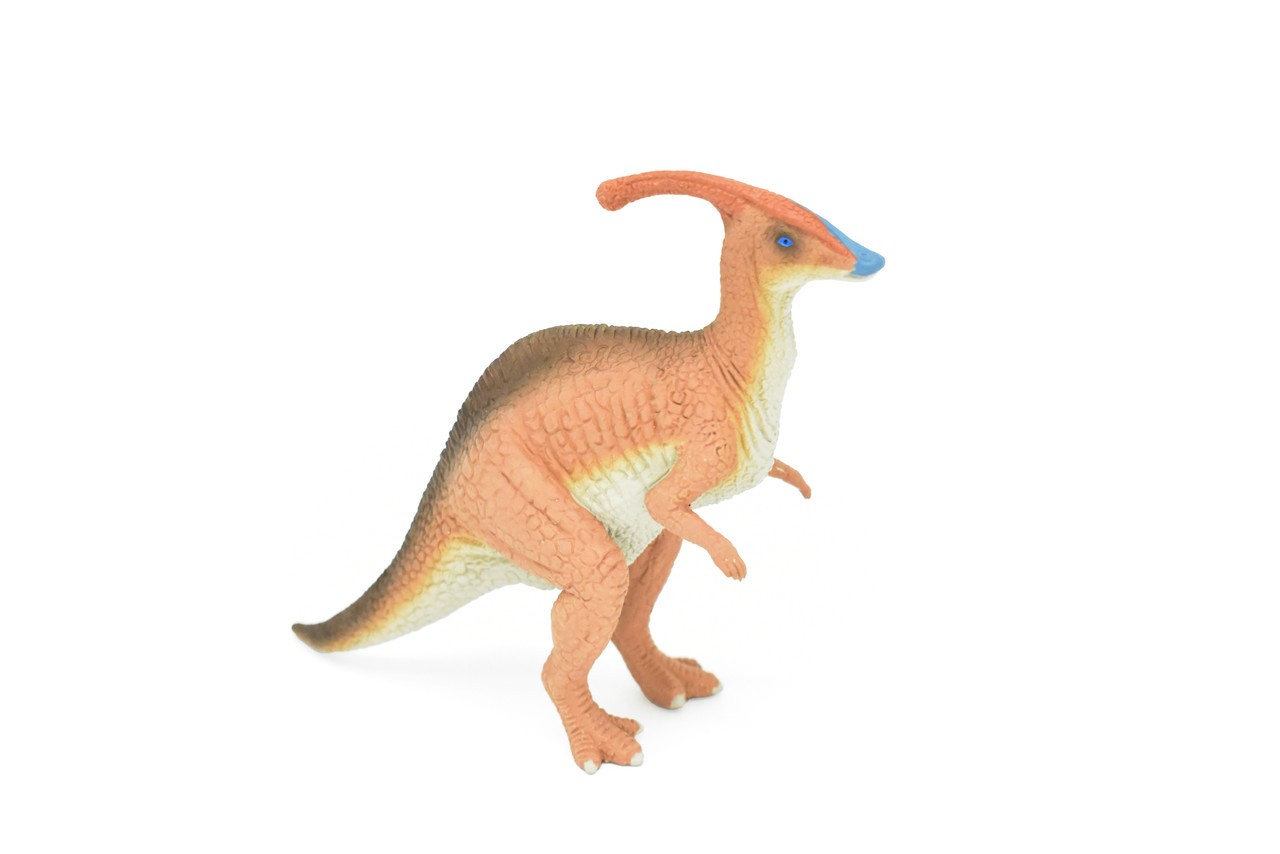 Parasaurolophus Dinosaur, (Duck Billed Dinosaur) RED Museum Quality Plastic Replica  7"  M023-B633
