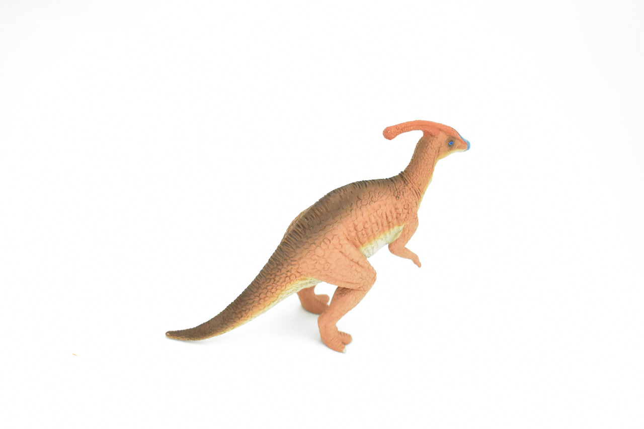 Parasaurolophus Dinosaur, (Duck Billed Dinosaur) RED Museum Quality Plastic Replica  7"  M023-B633