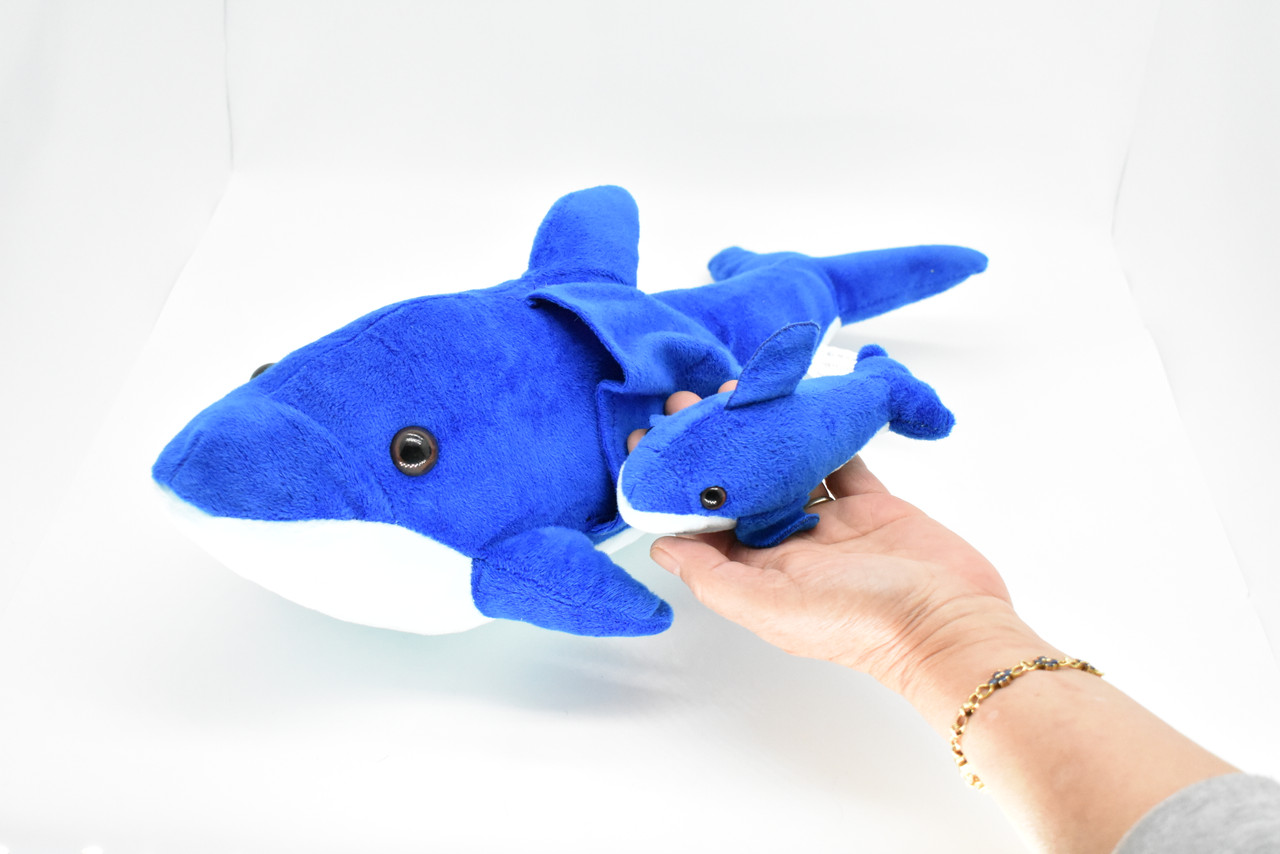Dolphin with Baby, Plush Animal, Soft, Stuffed, Toy, Realistic, Dolphin Design, Educational, Figure, Lifelike, Replica, Gift,      15" 