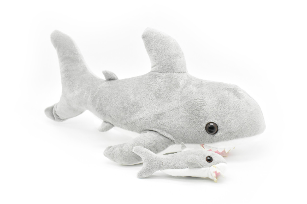 Shark with Baby, Plush Animal, Soft, Stuffed Toy, Realistic, Shark Design, Educational, Figure, Lifelike, Replica, Gift,      15" 