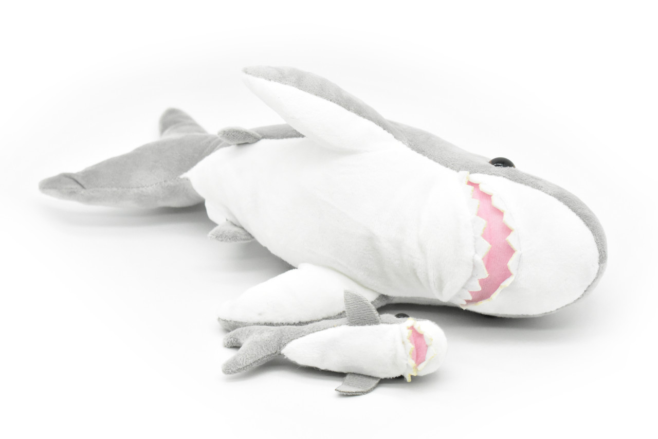 Shark with Baby, Plush Animal, Soft, Stuffed Toy, Realistic, Shark Design, Educational, Figure, Lifelike, Replica, Gift,      15"    CWG93 B411