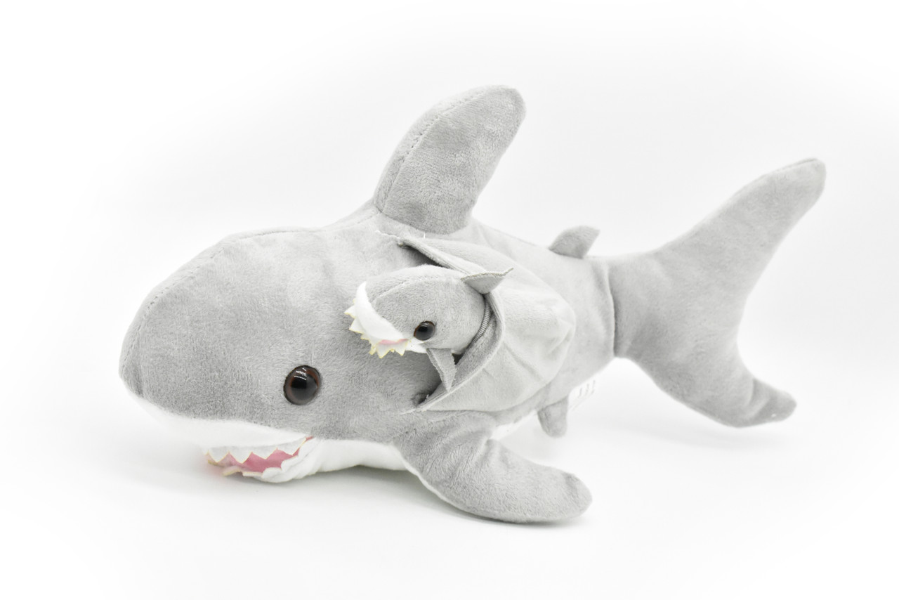 Shark with Baby, Plush Animal, Soft, Stuffed Toy, Realistic, Shark Design, Educational, Figure, Lifelike, Replica, Gift,      15"    CWG93 B411