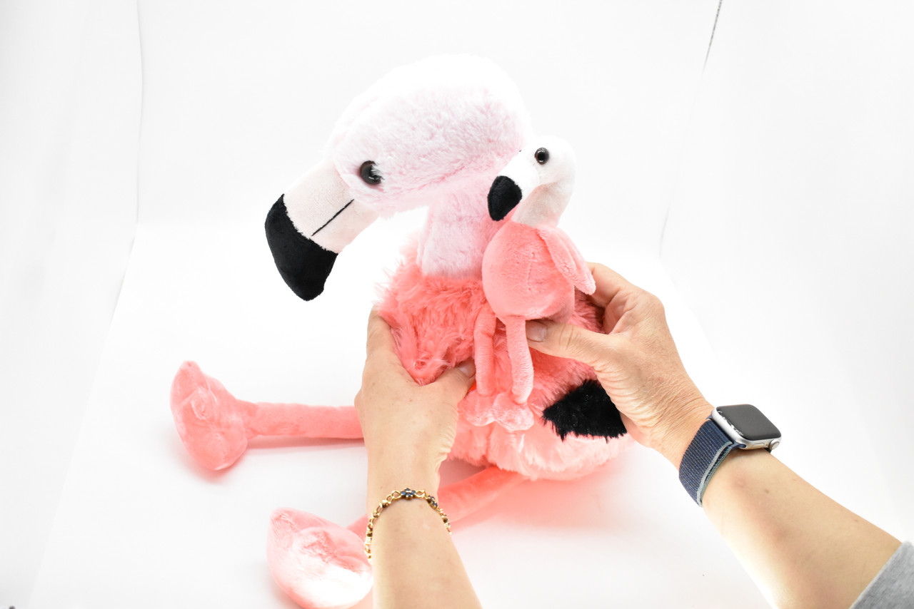 Flamingo with Baby, Very Nice Plush Animal, Educational, Realistic Bird Design, Educational, Figure, Lifelike, Gift,   20" 