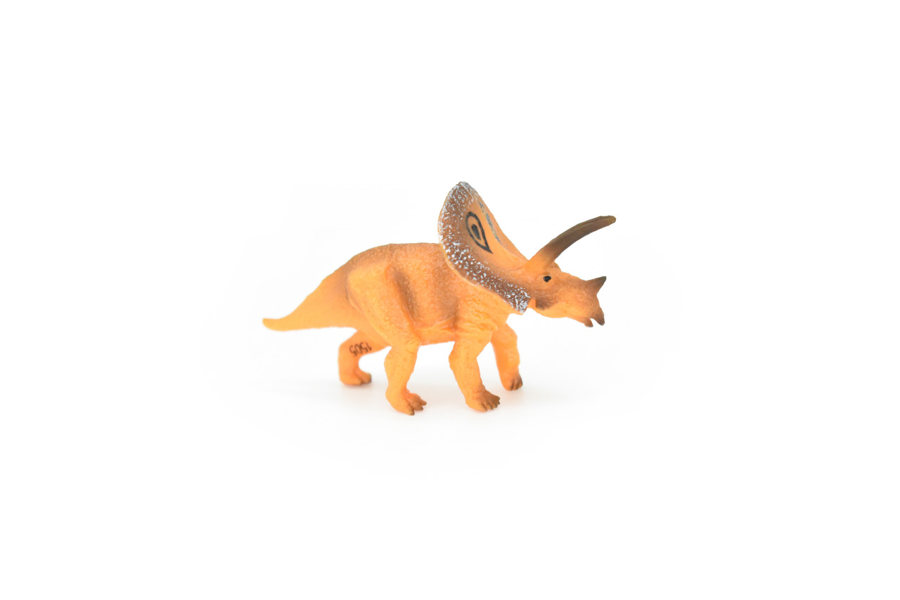 Torosaurus Dinosaur, Museum Quality, Animal, Educational, Realistic Hand Painted, Figure, Lifelike Model, Vintage Replica, Toy,  2 3/4 Inches. 