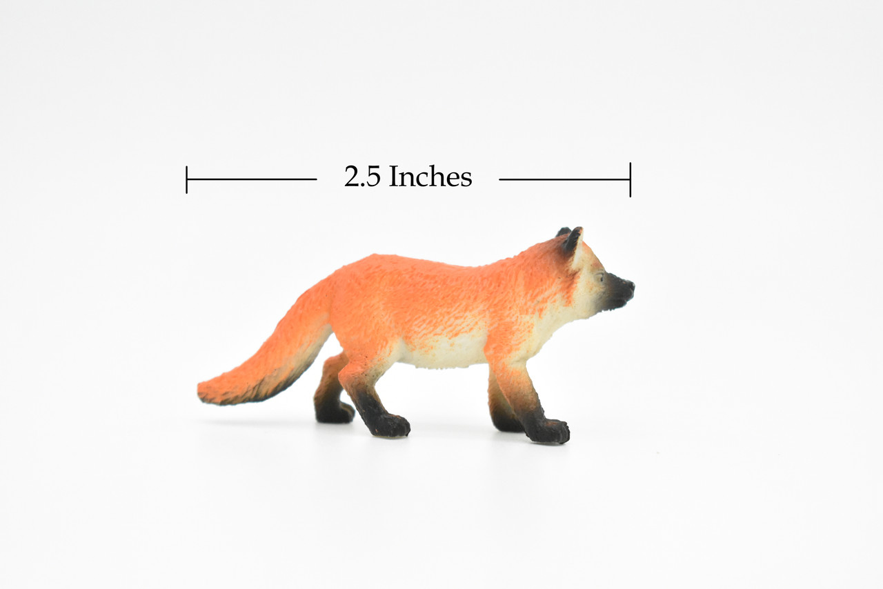 Red Fox, Canidae, Vulpes vulpes, Hand Painted, Realistic, Very Nice Plastic Design, Caninds, Animal,  Educational, Diorama Model, Lifelike, Toy,  2 1/2 Inches. 