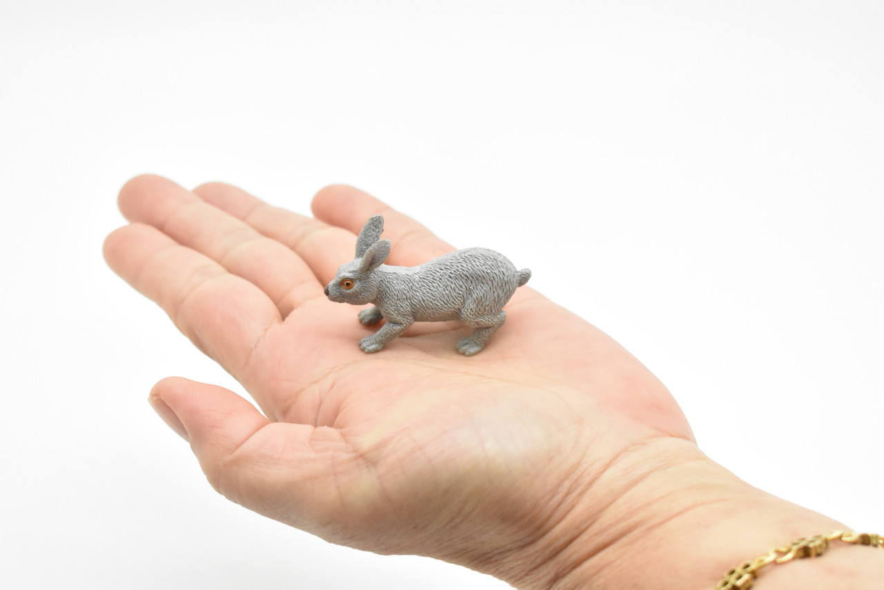 Rabbit, Hare, Leporidae, Bunny, Very Nice Hard Rubber, Realistic, Very Nice Design, Animal, Educational, Diorama Model, Lifelike, Toy,  2 Inches.