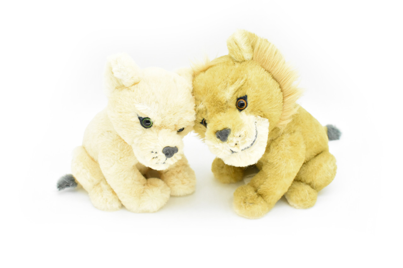 Lion Cubs, Pair, Male and Female Babies, Very nice Plush Animal, Soft,  Realistic Toy Figure, Model, Replica, Kids, Educational, Gift,       10" X 7"   CWG98 BB1