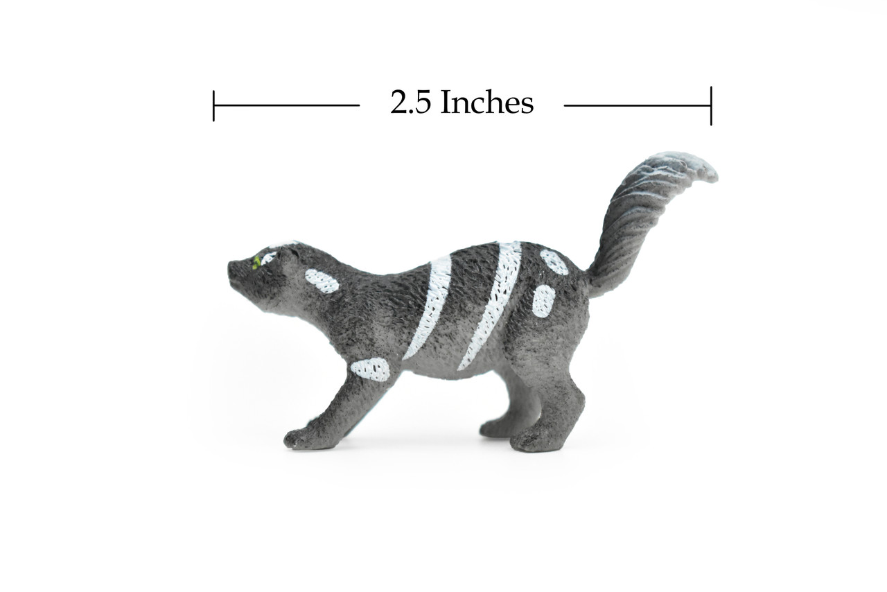 Skunk, Striped, Very Nice Plastic Animal Toy, Figure, Model, Figurine, Educational, Animal, Kids, Gift ,    2 1/2 "    CWG126 B238