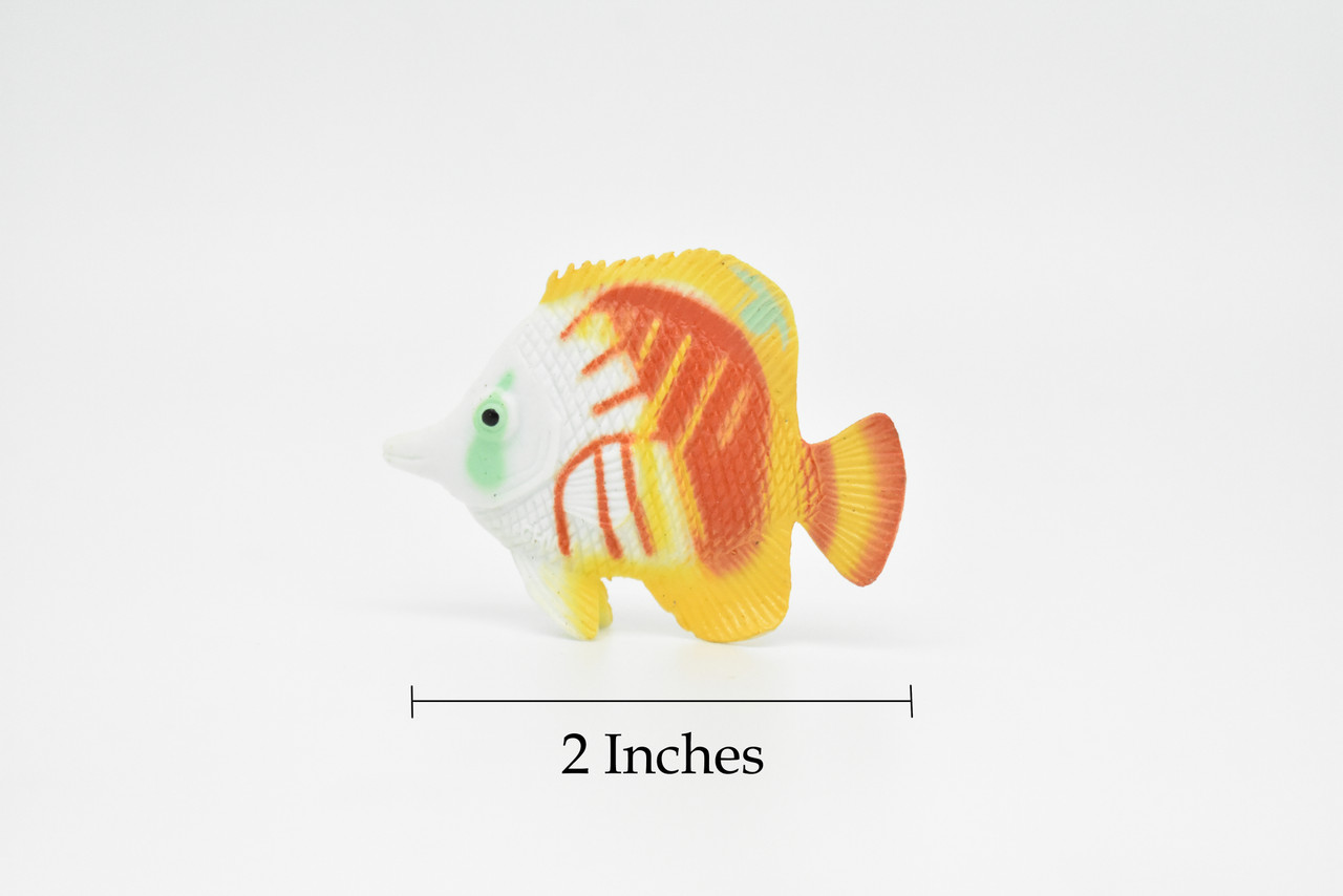 Butterflyfish, Kleins, Tropical Fish, Realistic Solid Rubber Saltwater, Educational Model, Hand Painted, Figure, Lifelike, Diorama Model, Replica, Toy, 2 Inches