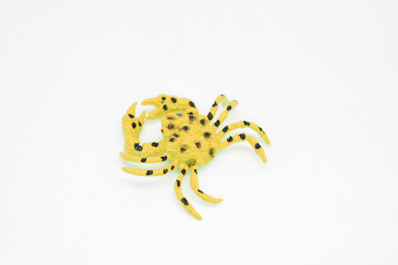 Crab, Yellow, Realistic Plastic Ghost Crab, Crustacean Design, Educational, Hand Painted, Figure, Lifelike, Model, Replica, Gift       2"       CWG139 BB28