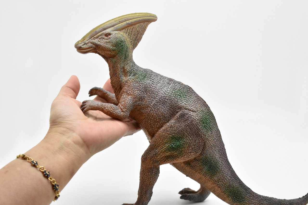 Parasaurolophus, Late Cretaceous, Dinosaur, Museum Quality, Realistic, Educational, Hand Painted, Lifelike Design, Diorama Model, Replica, Toy,  14 Inches 