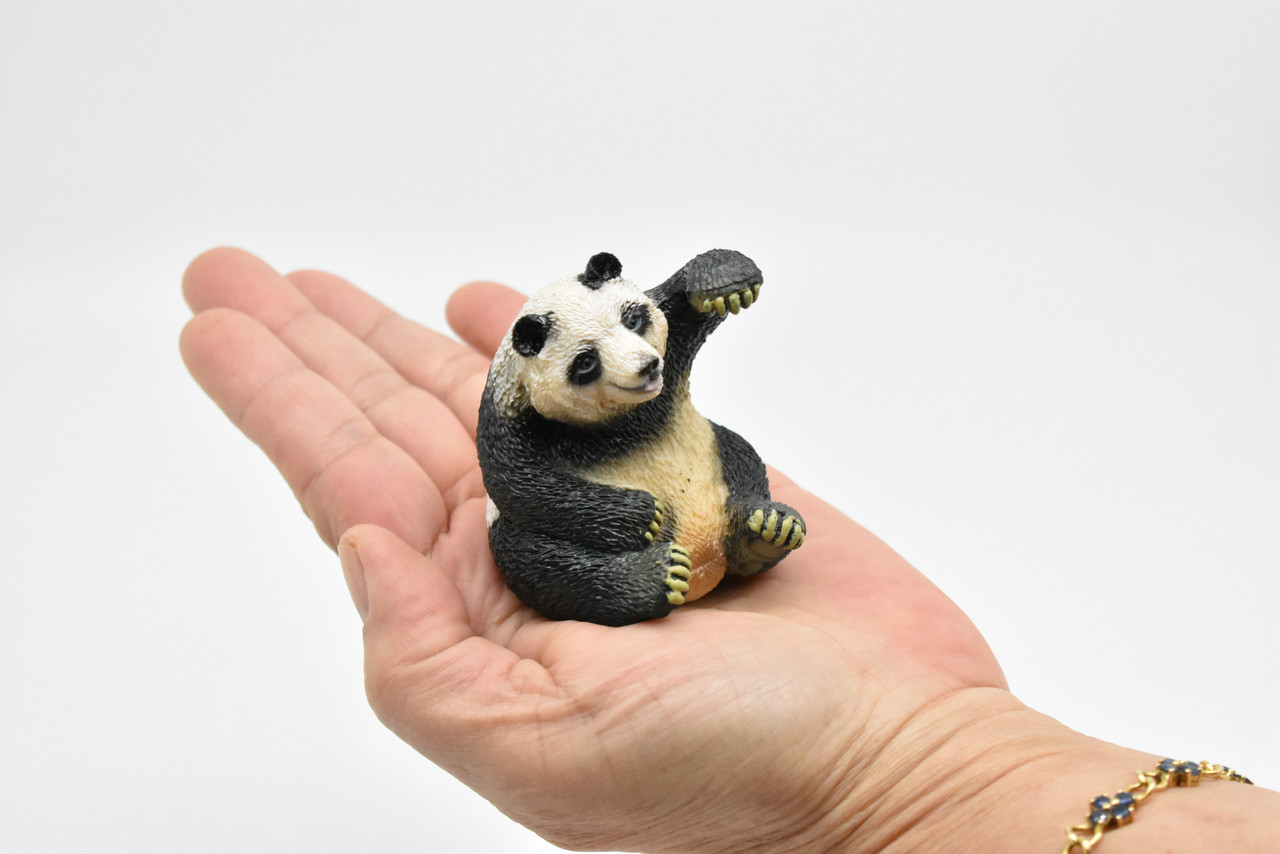 Panda Bear, Giant panda, Bamboo bear, Museum Quality, Hand Painted, Plastic Animal, Educational, Realistic, Lifelike Diorama Model, Toy,  Kids,  2 1/2 Inches. 