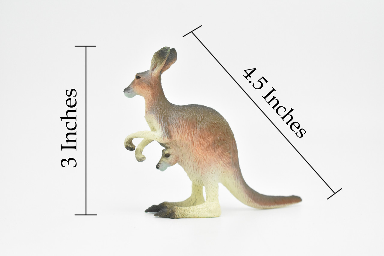 Kangaroo with Joey, Australia, Museum Quality, Very Nice Plastic Design, Animal Figure, Educational, Figure, Lifelike, Diorama Model, Toy, Kids,  4 1/2 Inches. 