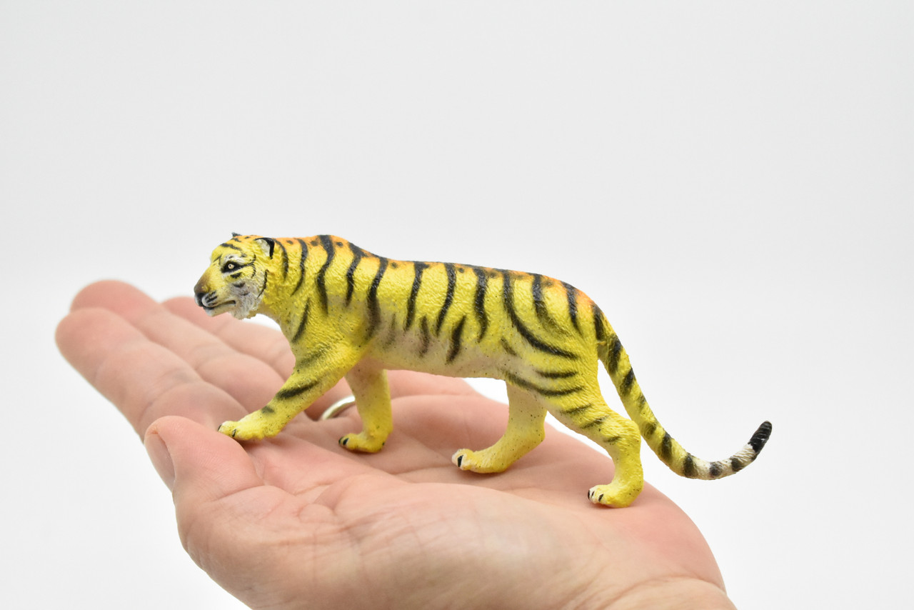 This Tiger replica toy is beautifully made and painted, detailed lifelike features! Very Realistic! Great for use as a desk toy, Holiday gift, or Diorama project! Realistic Wild Tiger Toy Animal, Museum Quality,  5 Inches Long.