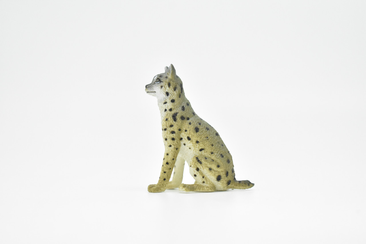 Serval Cat, Museum Quality, Realistic Plastic Animal Design, Educational, Hand Painted, Figure, Lifelike, Model, Figurine, Replica, Gift,      2 1/2"     CWG184 BB44