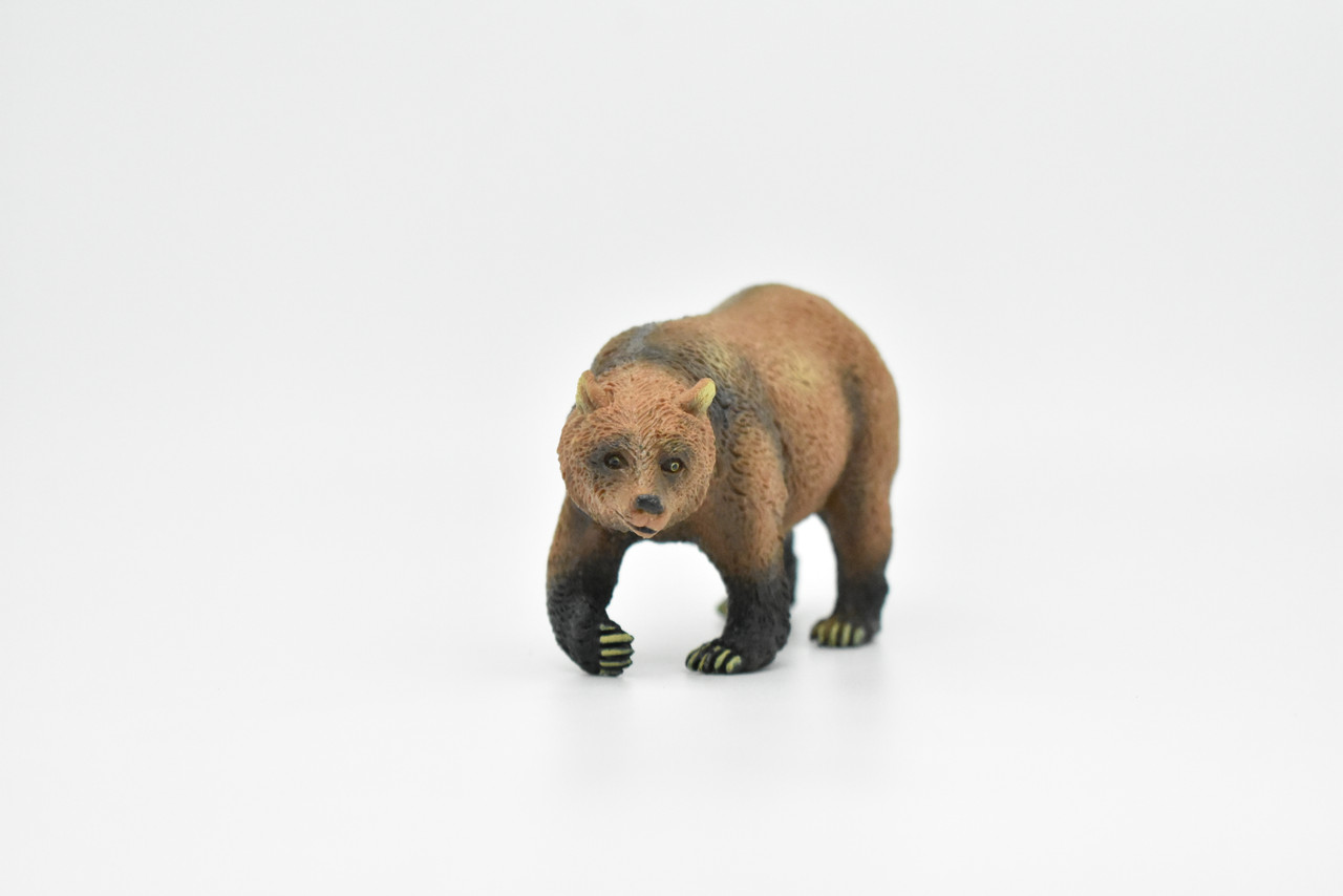 Grizzly Bear, North American brown bear, Museum Quality, Hand Painted, Plastic Animal, Educational, Realistic, Lifelike Diorama Model, Toy, Kids,  4 Inches.  