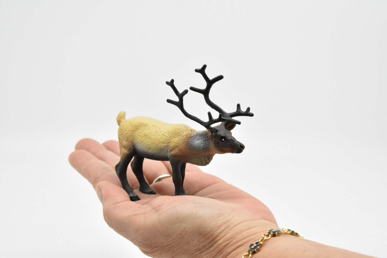 Caribou, Reindeer, Museum Quality, Realistic, Plastic Design, Educational, Hand Painted, Diorama Figure, Lifelike Model, Toy, 3 1/2 inches.