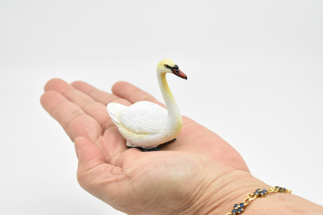 Swan, Museum Quality, Realistic, Plastic, Bird Design, Educational, Hand Painted, Figure, Lifelike, Model, Figurine, Replica, Gift,      2 1/2"     CWG192 BB45