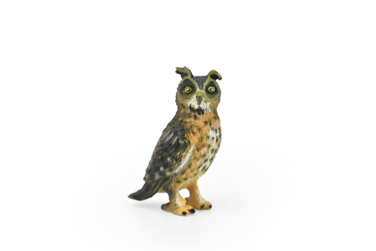 Owl, Great Horn Owl, Museum Quality, Realistic, Plastic, Bird Design, Educational, Hand Painted, Figure, Lifelike, Model, Figurine, Replica, Gift,    2"    CWG196 BB45