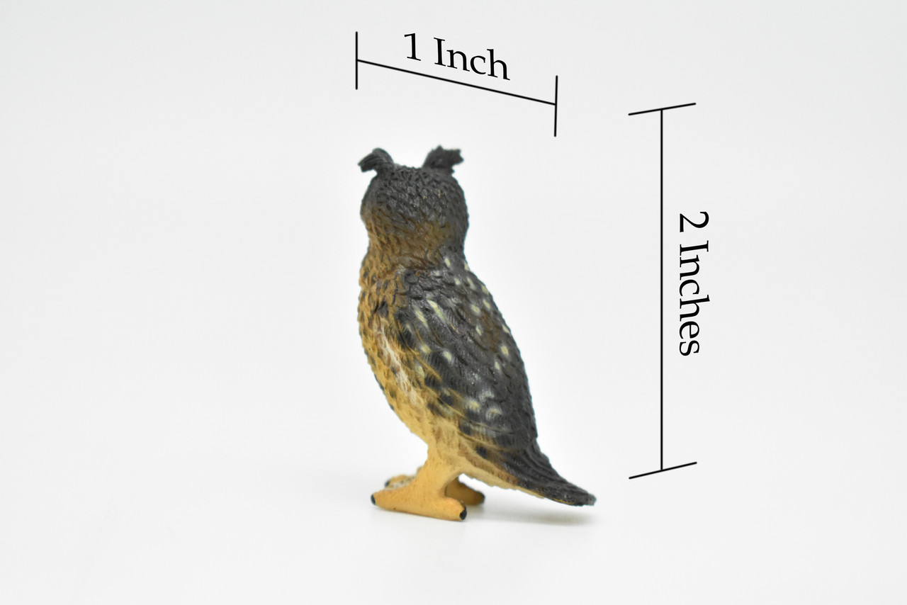 Owl, Great Horn Owl, Museum Quality, Realistic, Plastic, Bird Design, Educational, Hand Painted, Figure, Lifelike, Model, Figurine, Replica, Gift,    2"    CWG196 BB45