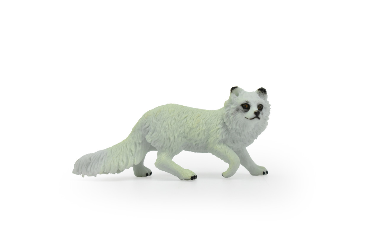 White fox, Polar fox, Arctic fox, Hand Painted, Realistic, Very Nice Plastic Design, Artic Animal, Caninds, Educational, Diorama Model, Lifelike, Toy, 3 Inches.