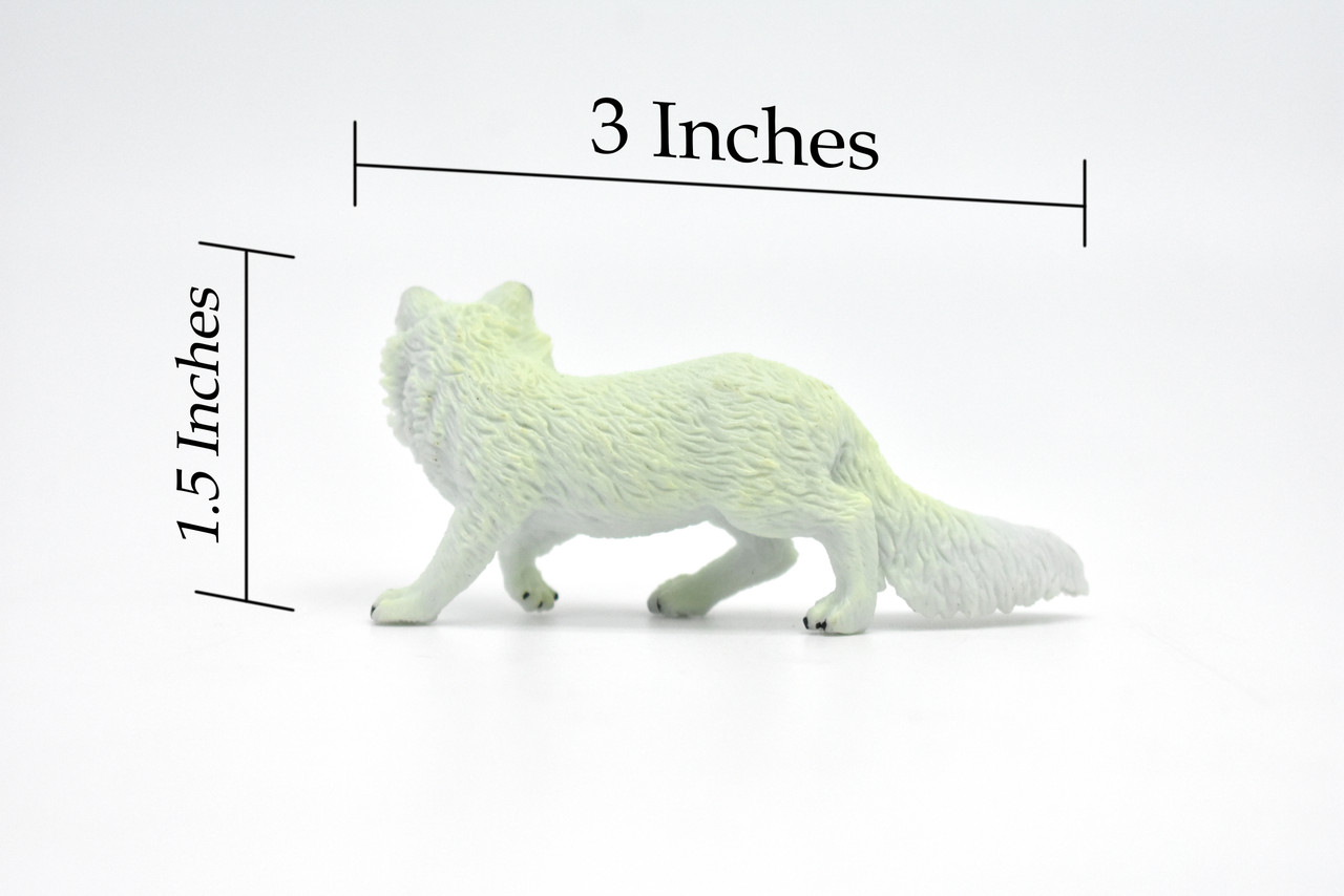 White fox, Polar fox, Arctic fox, Hand Painted, Realistic, Very Nice Plastic Design, Artic Animal, Caninds, Educational, Diorama Model, Lifelike, Toy, 3 Inches.