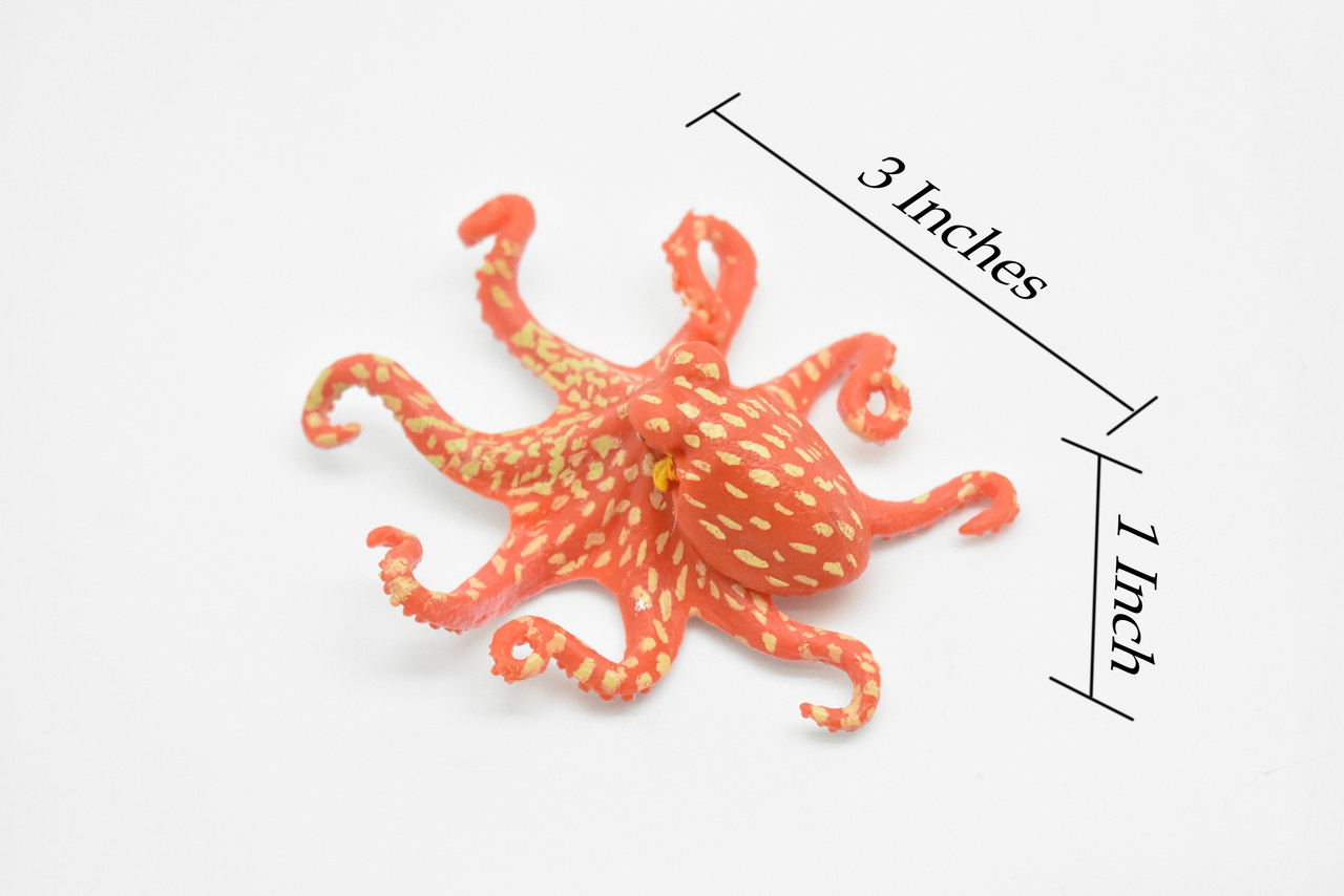 Octopus, Very Nice Rubber Animal, Educational, Toy, Kids, Realistic Figure, Lifelike Model, Figurine, Replica Gift Hand Painted   3"   CWG219 BB46