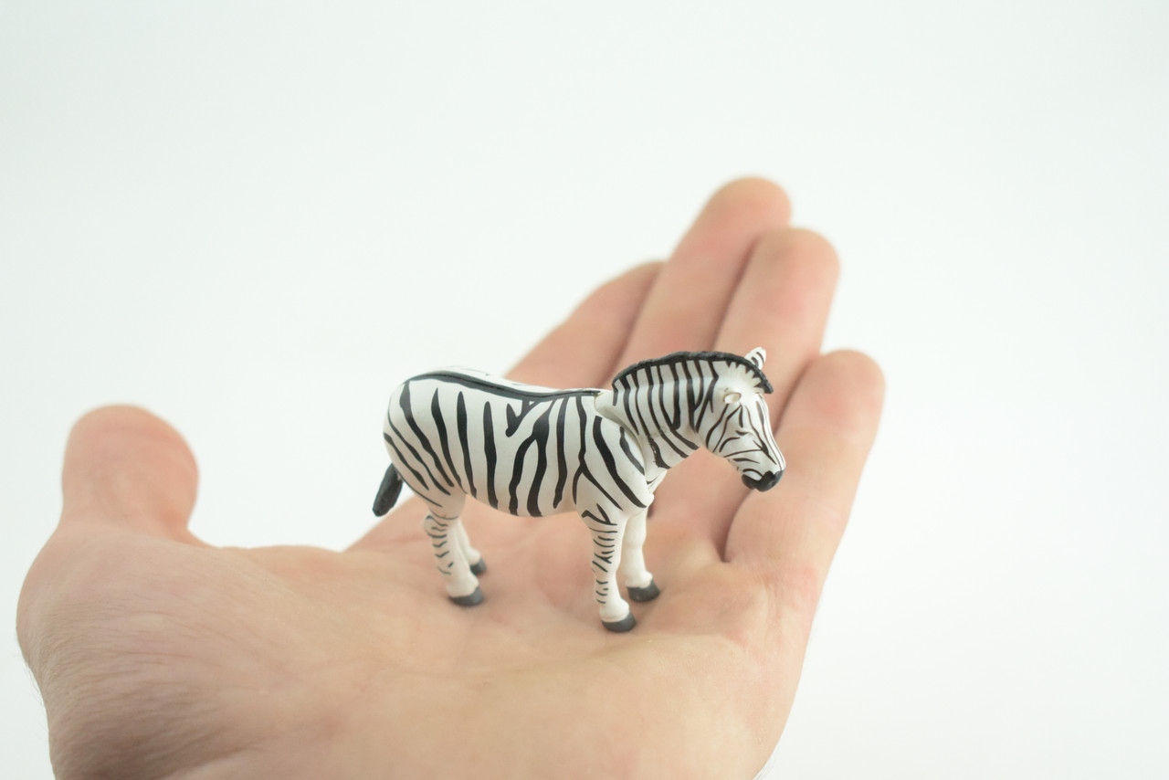 Zebra, African equines, Equidae, High Quality, Hand Painted, Rubber, Realistic, Figure, Model, Replica, Toy, Kids, Educational, Gift, 3 Inches CWG220 B17