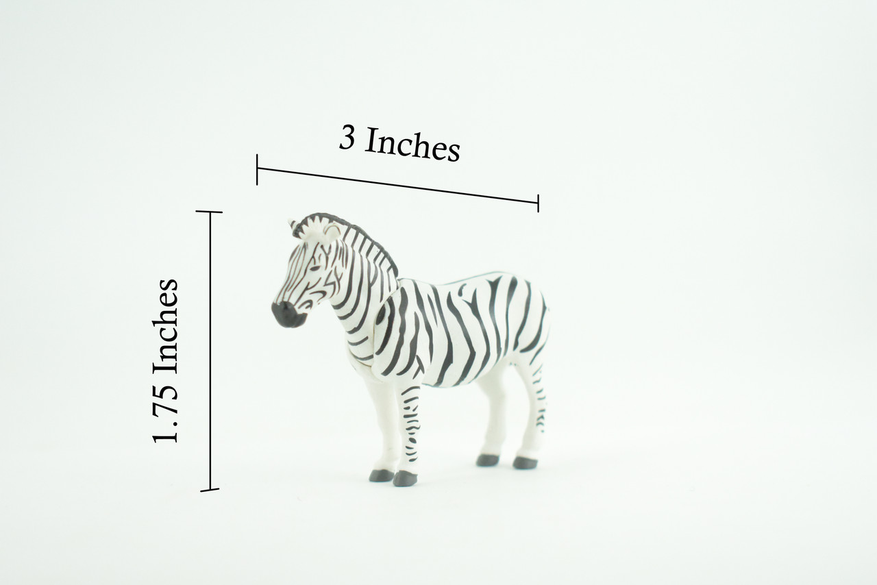 Zebra, African equines, Equidae, High Quality, Hand Painted, Rubber, Realistic, Figure, Model, Replica, Toy, Kids, Educational, Gift, 3 Inches CWG220 B17