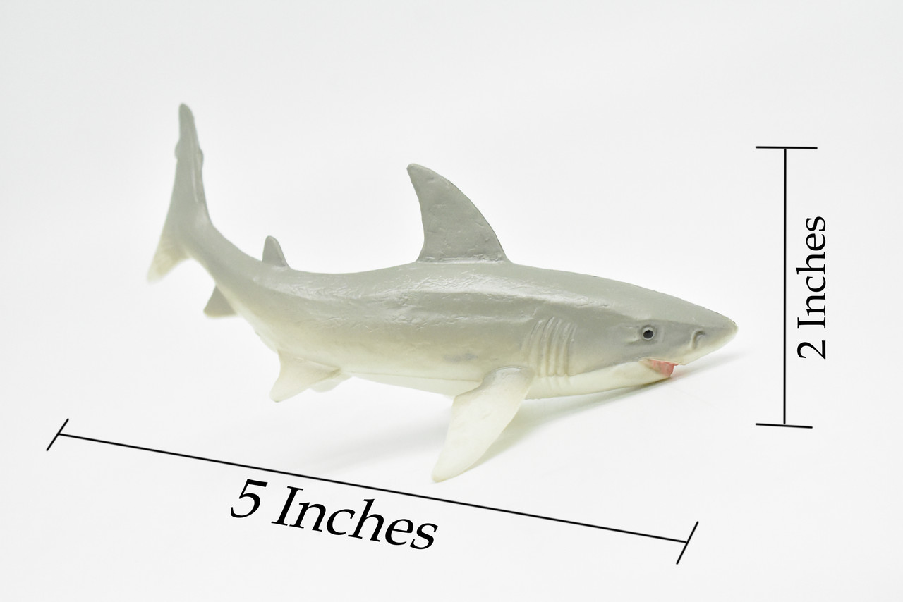 Great White Shark, Very Nice Rubber Animal, Educational, Toy, Kids, Realistic Figure, Lifelike Hand Painted Model, Figurine,    5"   CWG228 BB46