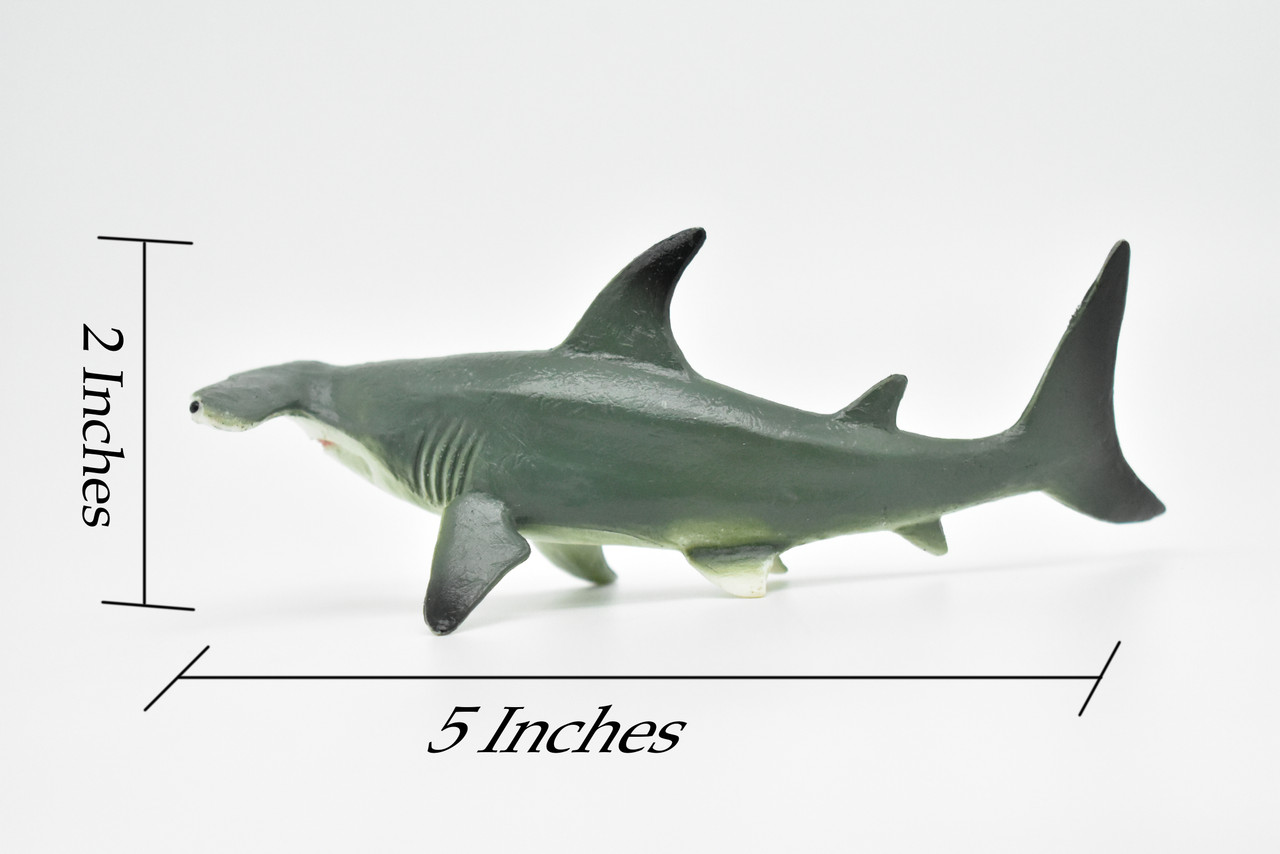 Hammerhead Shark, Saltwater, Hammer Head,  High Quality, Hand Painted, Realistic, Rubber, Fish, Figure, Diorama Model, Toy, Kids, Educational,  5 1/2 Inches