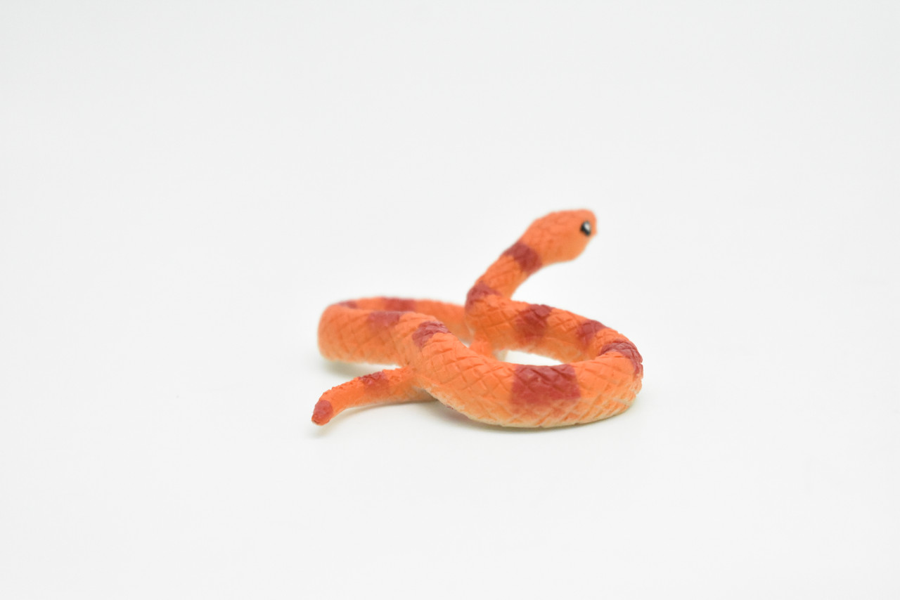 Corn Snake, Orange and Red, Realistic, Plastic, Snake Design, Educational, Hand Painted, Figure, Lifelike Model, Gift      2 Inches.     CWG230 B306