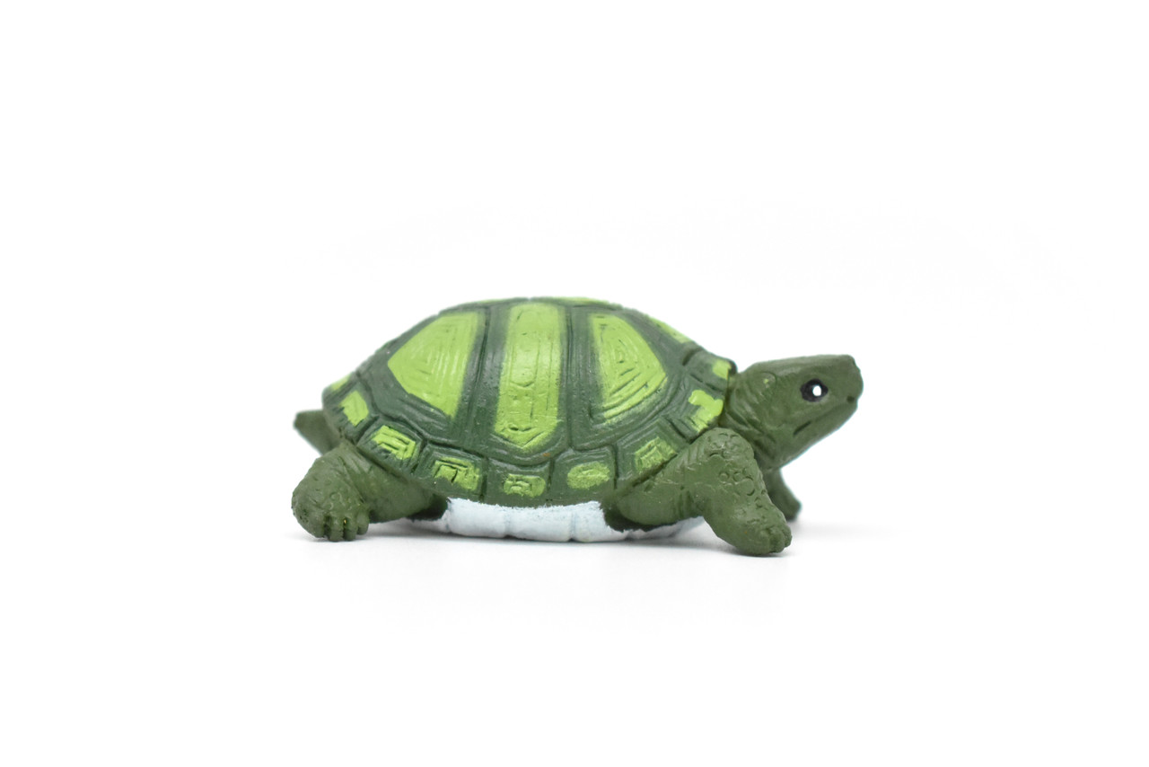 Tortoise, Turtle, Green, Realistic, Plastic, Reptile Design, Educational, Hand Painted, Figure, Lifelike, Model, Replica, Gift    2 Inches.
