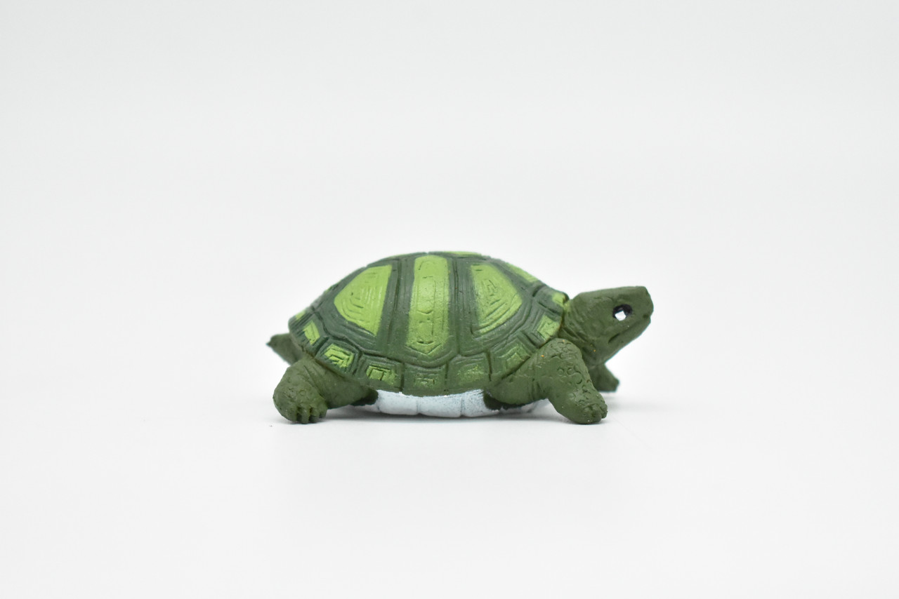 Tortoise, Turtle, Green, Realistic, Plastic, Reptile Design, Educational, Hand Painted, Figure, Lifelike, Model, Replica, Gift    2 Inches.