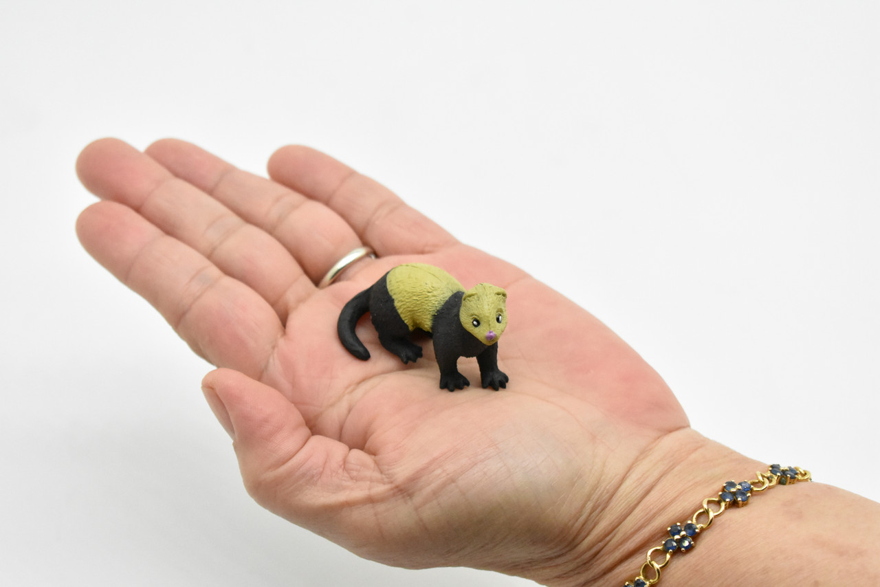 Ferret, Realistic, Educational, Hand Painted, Plastic Animal Design, Figure, Lifelike, Model, Replica, Gift    2 Inches. 