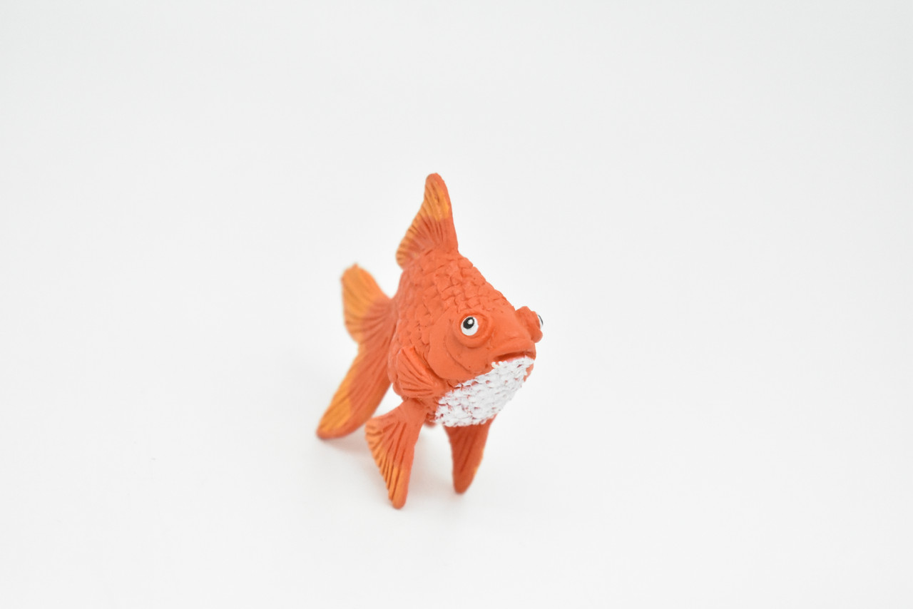 Goldfish, Fantail, Realistic, Plastic, Fish Design, Educational, Hand Painted, Figure, Lifelike, Toy Model, Replica, Gift     2 Inches.