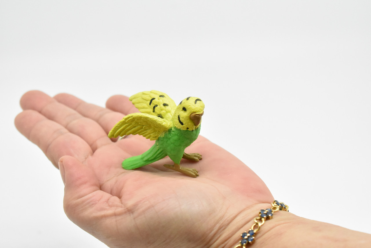 Parakeet, Budgerigar, Plastic Bird Design, Educational, Hand Painted, Toy, Kids, Realistic Figure, Lifelike Model,  Gift,   2 1/2 Inches. 