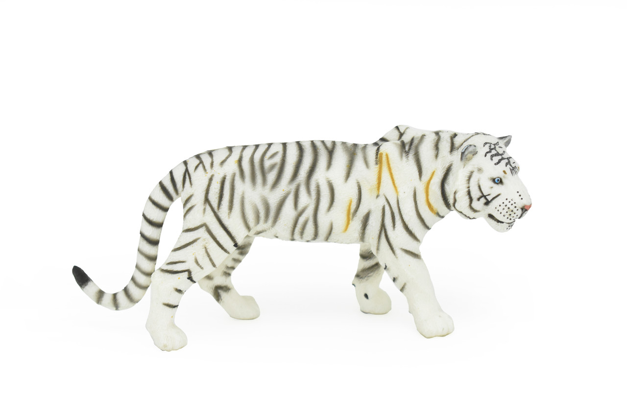 Tiger, White, Museum Quality, Realistic, Rubber, Animal Design, Educational, Hand Painted, Cat Figure, Lifelike, Model, Figurine, Replica, Gift,      6"        CWG245 B239