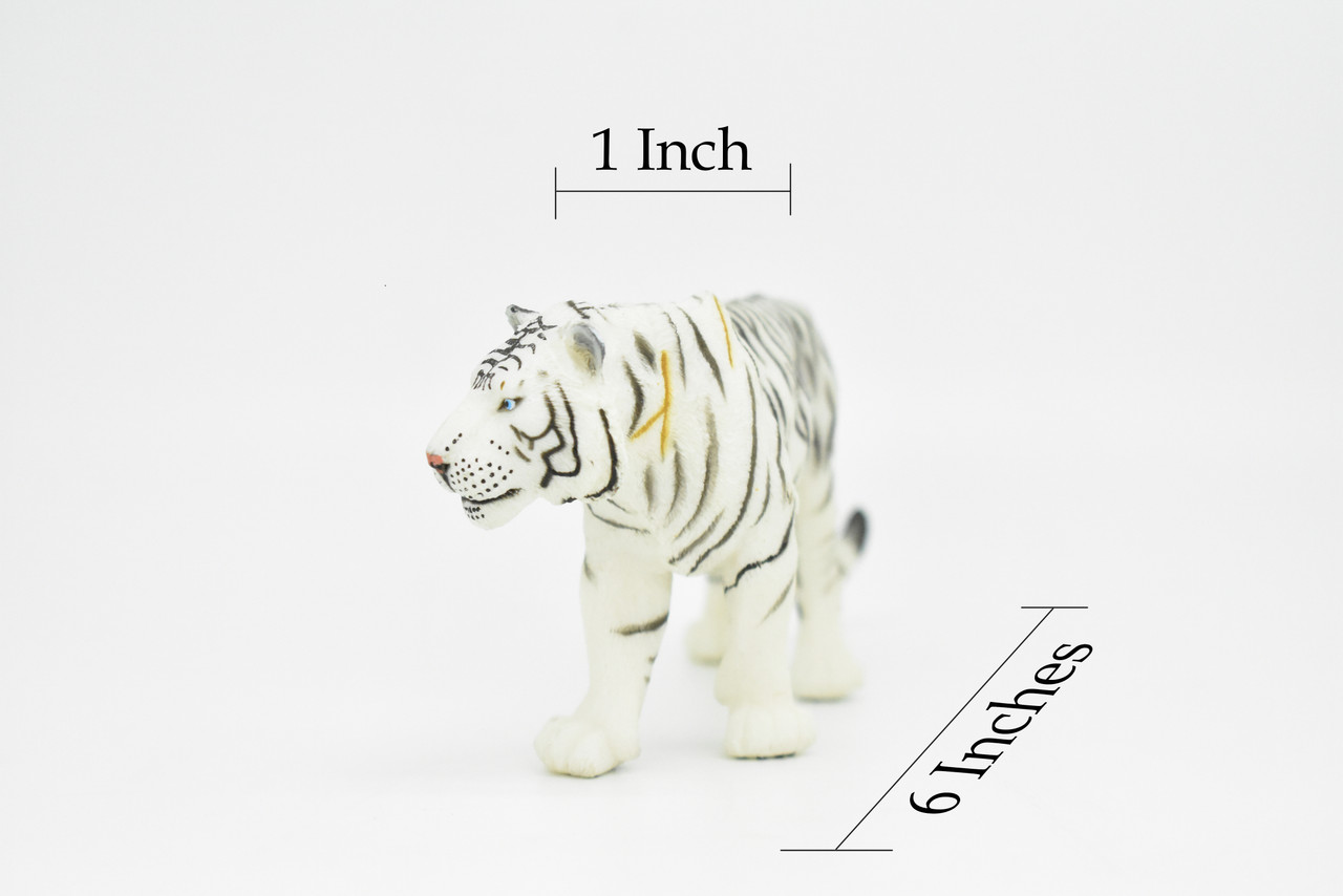 Tiger, White, Museum Quality, Realistic, Rubber, Animal Design, Educational, Hand Painted, Cat Figure, Lifelike, Model, Figurine, Replica, Gift,      6"        CWG245 B239